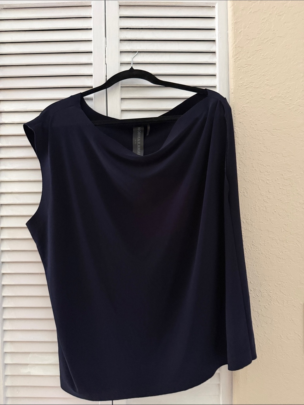 Norma Kamali Midnight Navy off the shoulder top in size xl or 42
